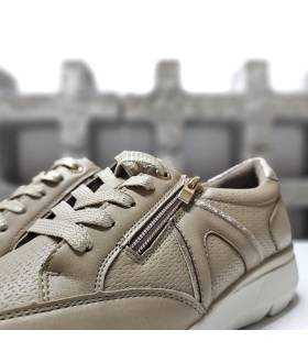Detalle cremallera lateral zapatos deportivos mujer camel Vicmart