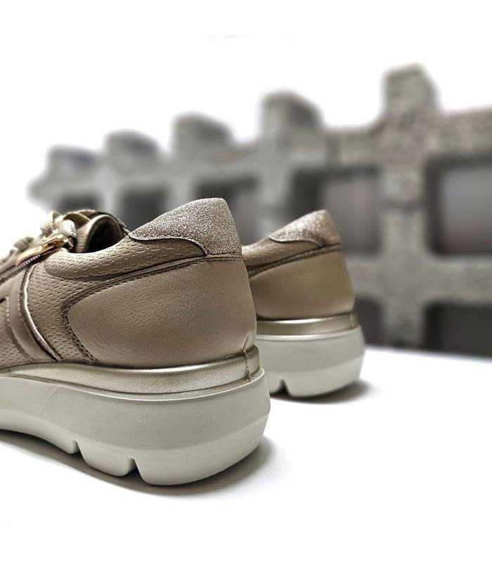 Talón camel satinado zapatos deportivos mujer Vicmart