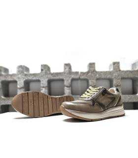 Zapatos deportivos mujer cordones cremallera Treintas beige suela antideslizante