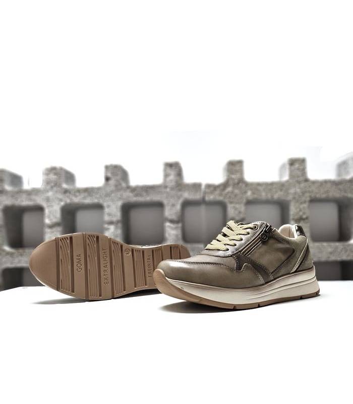 Zapatos deportivos mujer cordones cremallera Treintas beige suela antideslizante