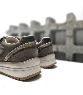 Zapatos deportivos mujer cordones cremallera Treintas beige talón