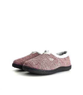 Zapatillas casa invierno mujer Plumaflex jaspeadas rosa lateral en rebajas