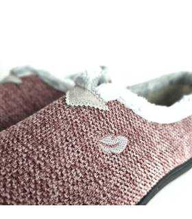 Zapatillas casa invierno mujer Plumaflex jaspeadas rosa detalle del tejido