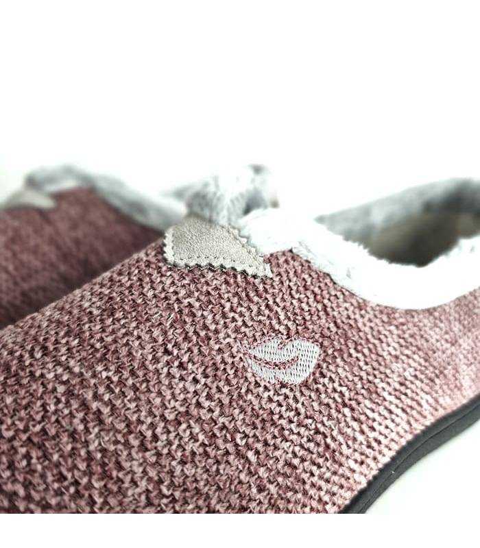 Zapatillas casa invierno mujer Plumaflex jaspeadas rosa detalle del tejido