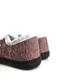 Zapatillas casa invierno mujer Plumaflex jaspeadas rosa trasera
