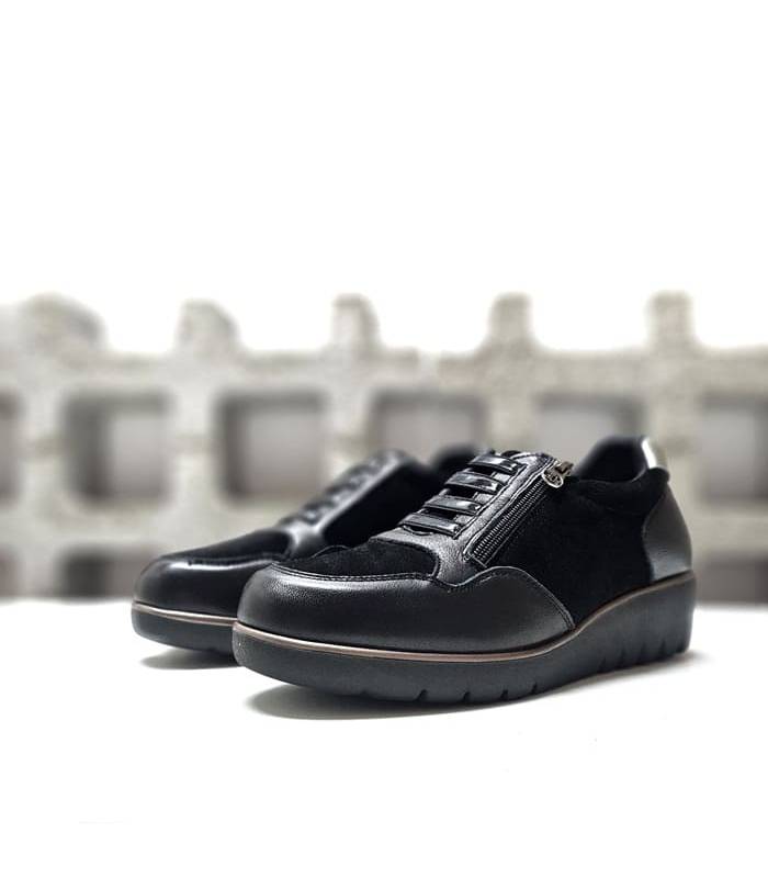 zapatos invierno mujer Treintas negros piel cuña