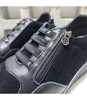 zapatos mujer cuña piel negros cremallera