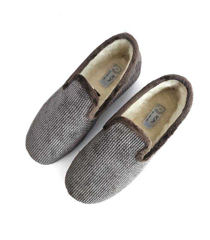 vista superior zapatillas hombre marrones Plumaflex con forro lana