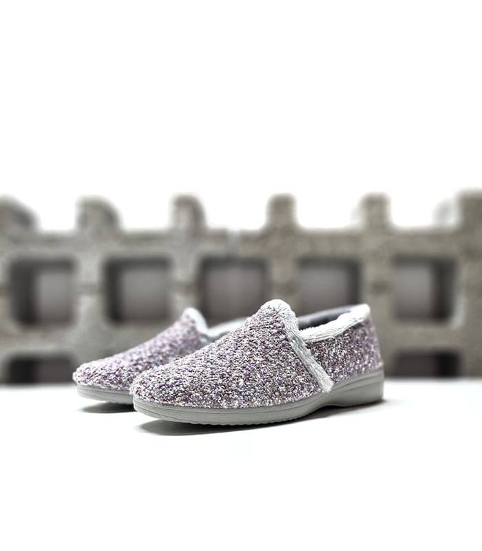Zapatillas casa mujer jaspeadas lila Garrido Muro