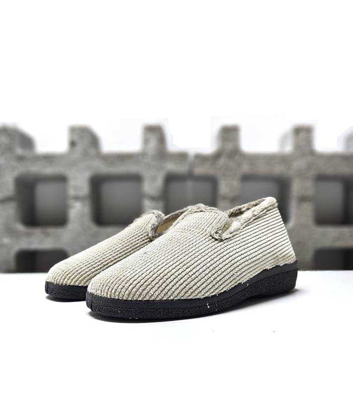 zapatillas casa mujer beige lana virgen Plumaflex