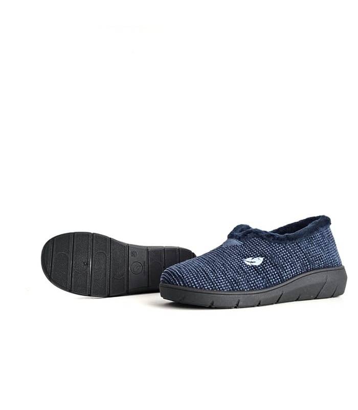 Zapatillas invierno mujer Plumaflex azules con cuña suela antideslizante