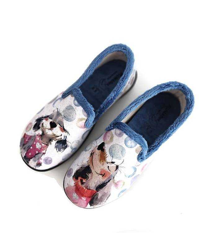 Zapatillas mujer divertidas perros Plumaflex vista superior.