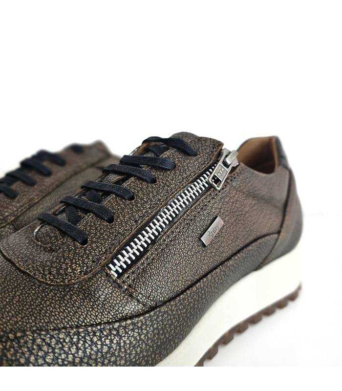 Zapatos mujer piel bronce impermeables detalle cremallera