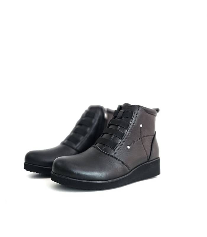Botines mujer piel negros cuña Vicmart vista lateral