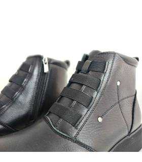 Botines mujer piel negros cuña Vicmart detalle elásticos