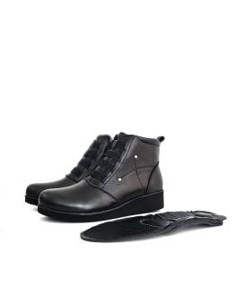 Botines mujer piel negros cuña Vicmart con plantilla extraíble