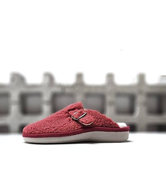 Zapatilla casa mujer zueco Teddi de Salvi color cereza