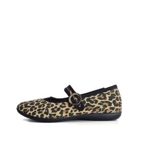 zapatillas casa mujer España estampado animal print, vista de perfil