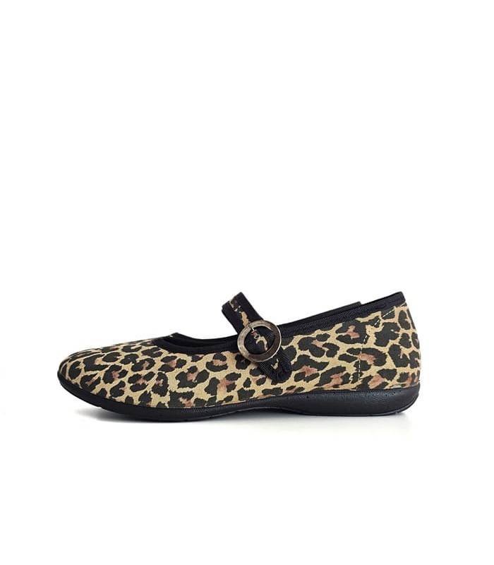 zapatillas casa mujer España estampado animal print, vista de perfil
