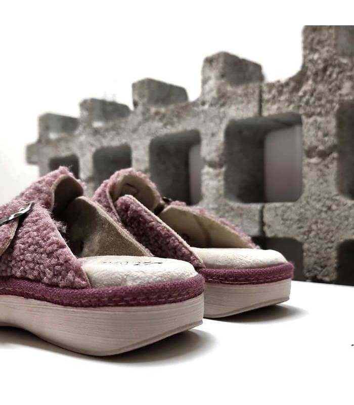Zapatillas casa mujer invierno Teddy vista trasera lila