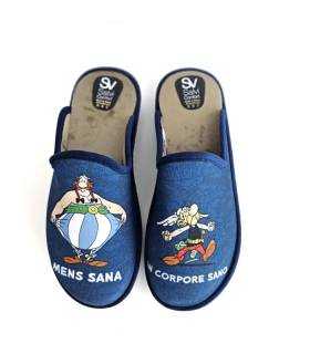 zapatillas casa hombre azules con dibujos Asterix Obelix SalviConfort
