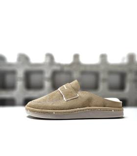 zapatillas casa mujer descalzas beige, vista de perfil