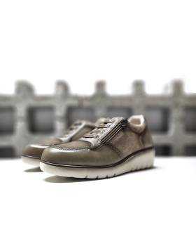 zapatos invierno mujer Treintas taupe piel cuña