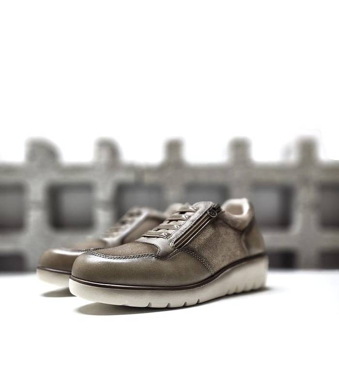 zapatos invierno mujer Treintas taupe piel cuña