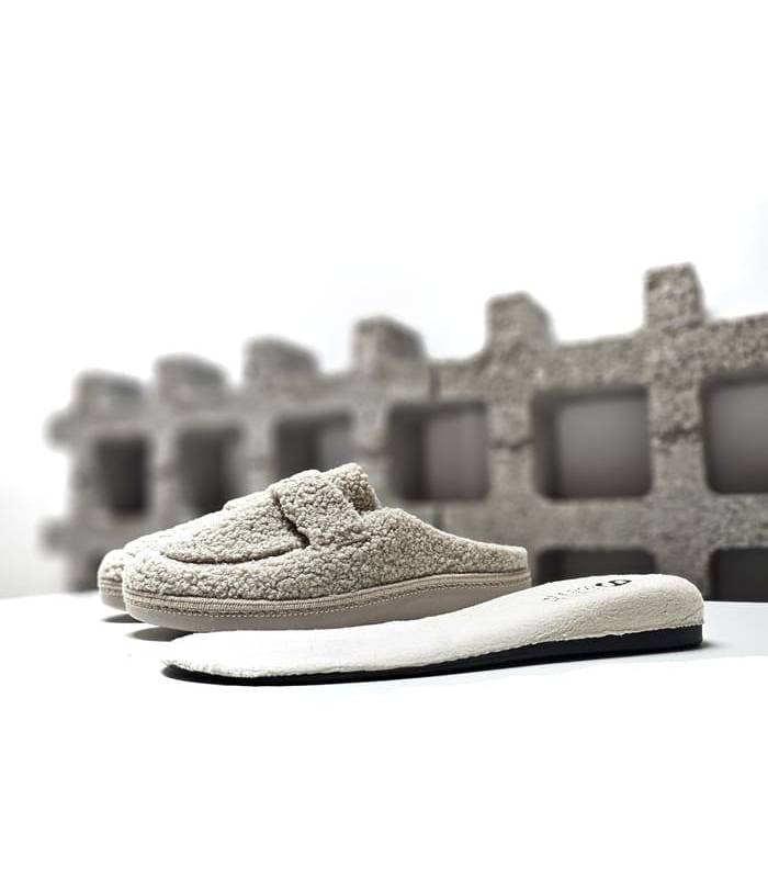 Zapatillas casa mujer mocasín Salvi beige plantilla extraíble