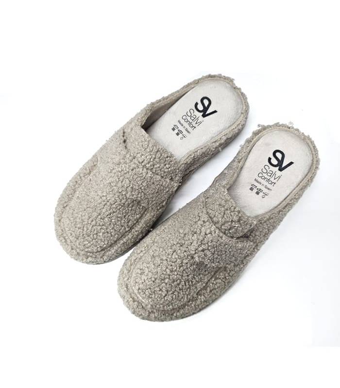 Zapatillas casa mujer mocasín Salvi beige vista superior