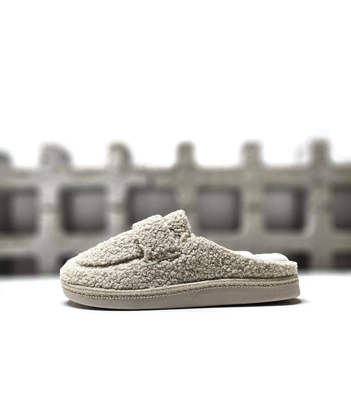 Zapatillas casa mujer mocasín Salvi beige perfil