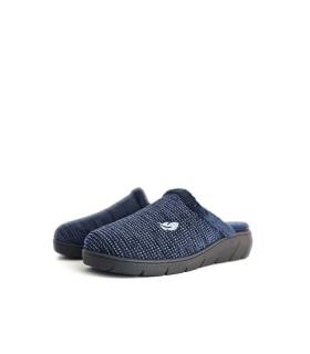 Zapatillas casa mujer invierno Plumaflex azul descalzas vista lateral