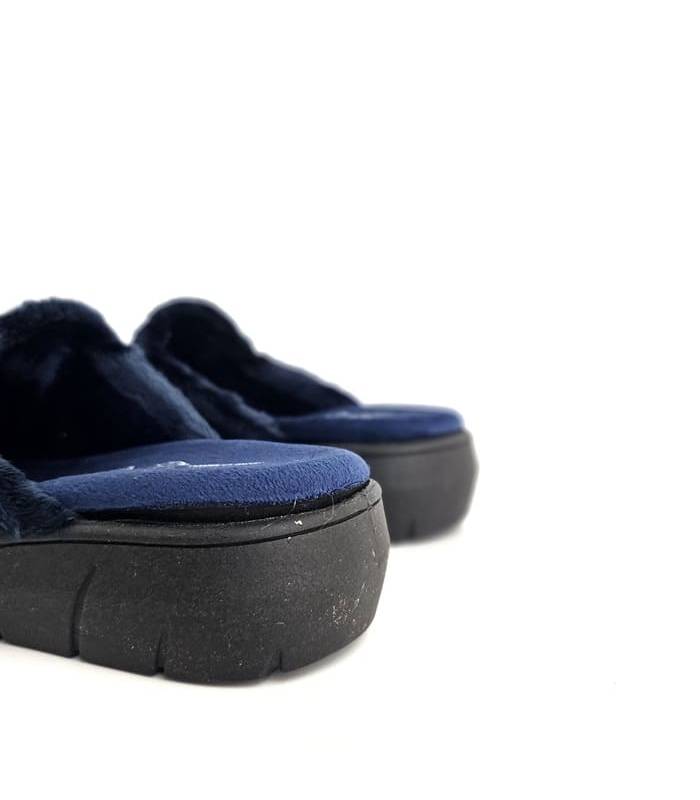 Zapatillas casa mujer invierno Plumaflex azul descalzas detalle trasero
