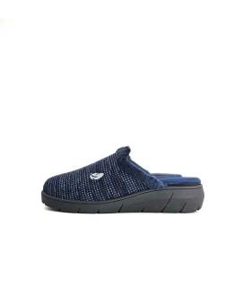 Zapatillas casa mujer invierno Plumaflex azul descalzas perfil lateral