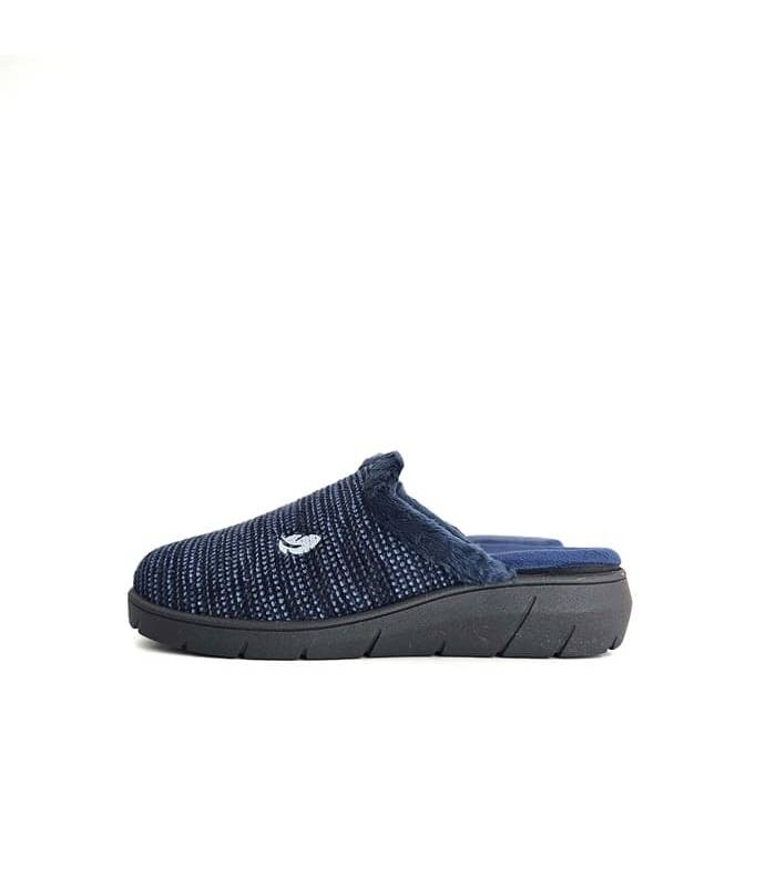 Zapatillas casa mujer invierno Plumaflex azul descalzas perfil lateral
