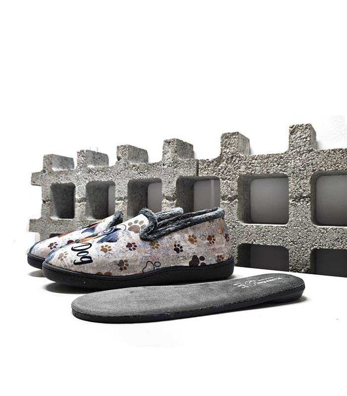 Zapatillas casa hombre dibujos perros con plantilla extraíble