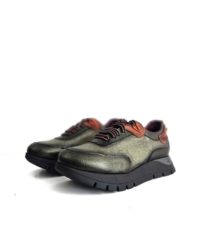 zapatos mujer piel verdes José Saenz invierno vista lateral