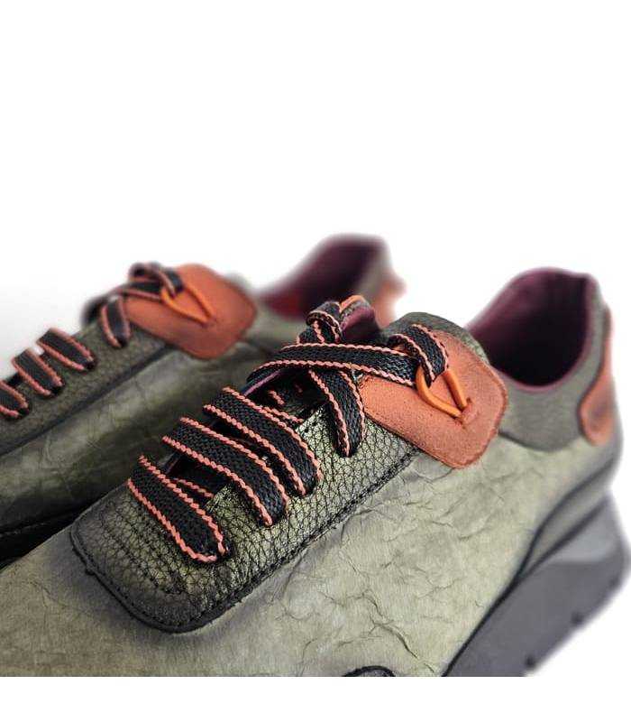 zapatos mujer piel verdes José Saenz invierno detalle cordones