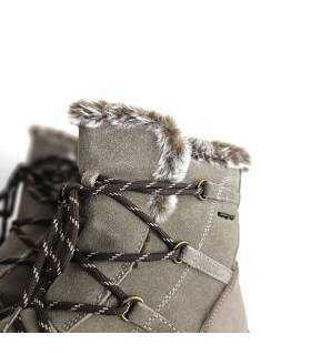 Botas impermeables mujer piel beige Treintas detalle cordones y pelito
