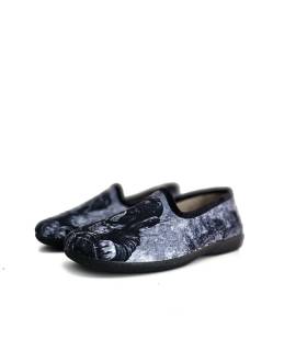 Zapatillas casa hombre perro motorista Pelusin gris