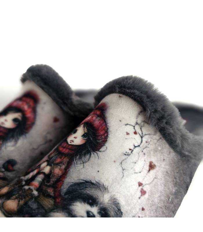 Zapatillas casa mujer perro Gema García detalle estampado