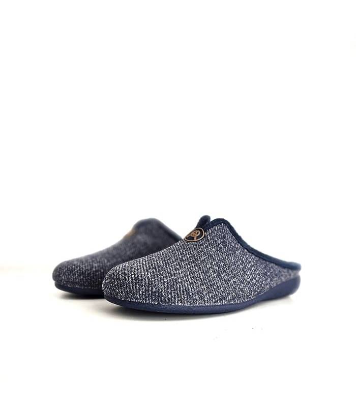 zapatillas casa hombre invierno jaspeadas azules Gema García