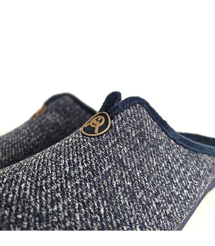 zapatillas casa hombre invierno detalle jaspeado azul Gema García