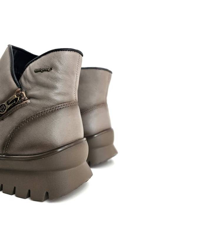 Botines mujer piel impermeables taupe Treintas parte trasera