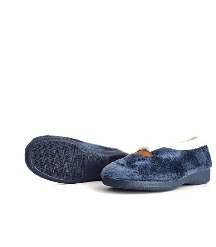 Piso flexible de Zapatillas casa forro lana color azul oscuro
