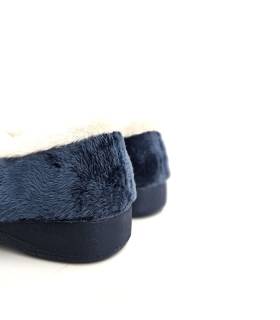 Vista trasera de Zapatillas casa forro lana azul oscuro para mujer