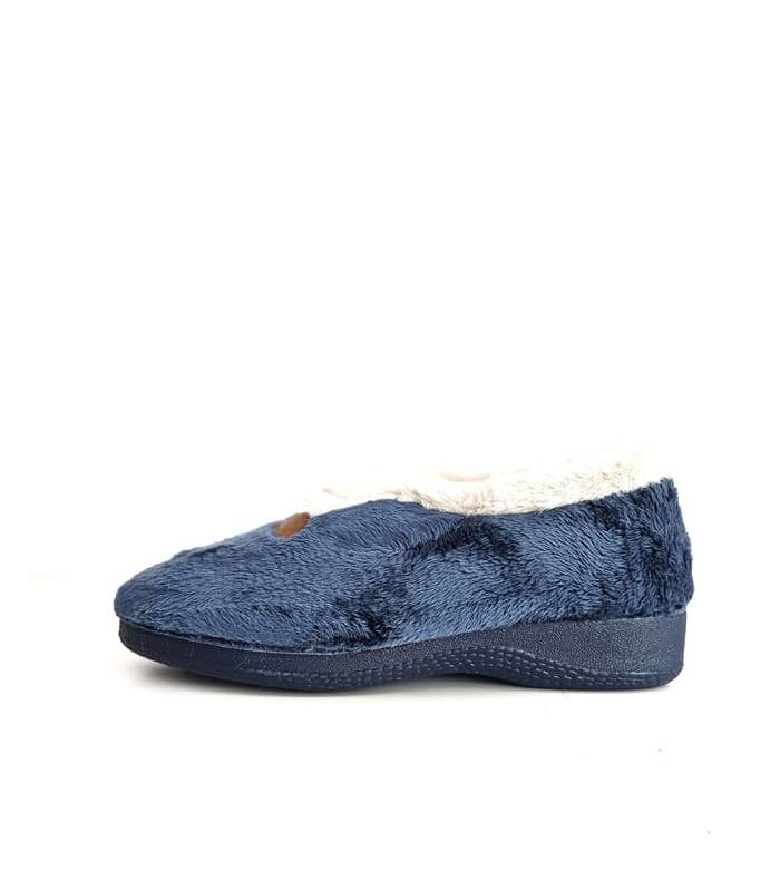 vista de medio perfil de Zapatillas casa forro lana color azul oscuro