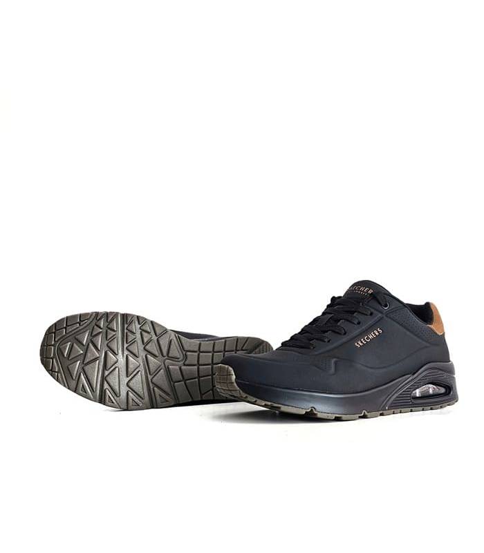 zapatillas hombre negras Skechers suela cámara aire