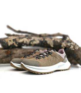Zapatillas trekking mujer impermeables beige Grisport lateral