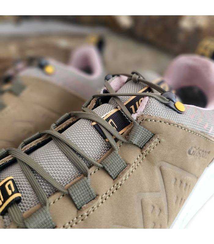 Zapatillas trekking mujer impermeables beige Grisport detalle cordones